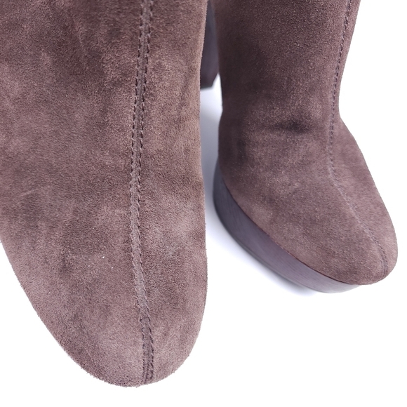 Lucky Brand Brown Suede Chunky Heel Platform Mules Sz 9m - Picture 10 of 11